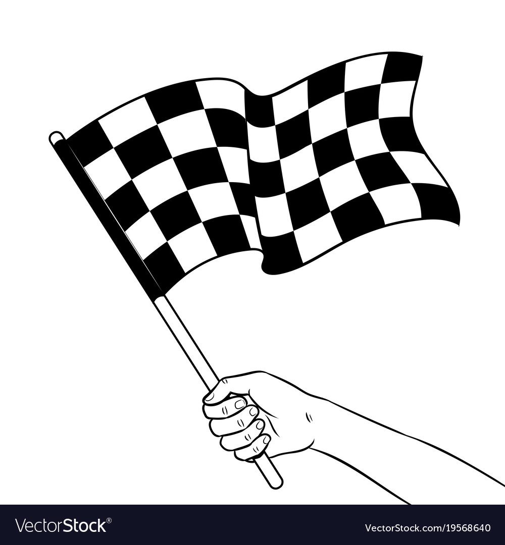 Racing flag in hand coloring book royalty free vector image