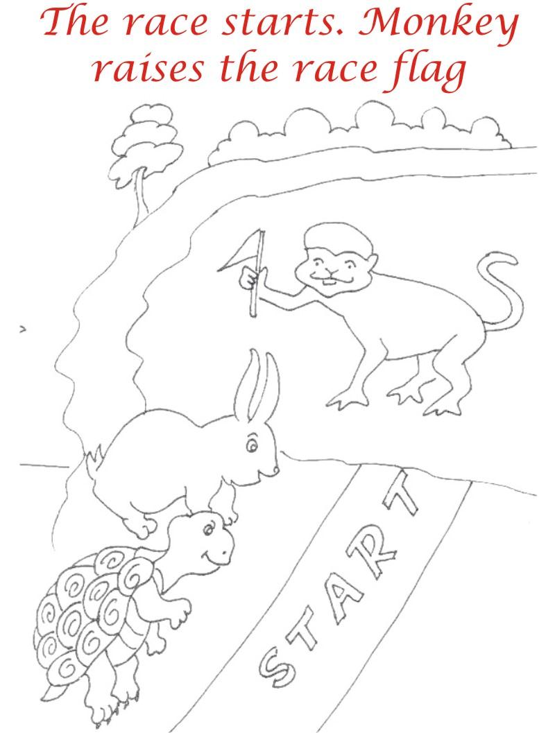 The racing story coloring page for kids