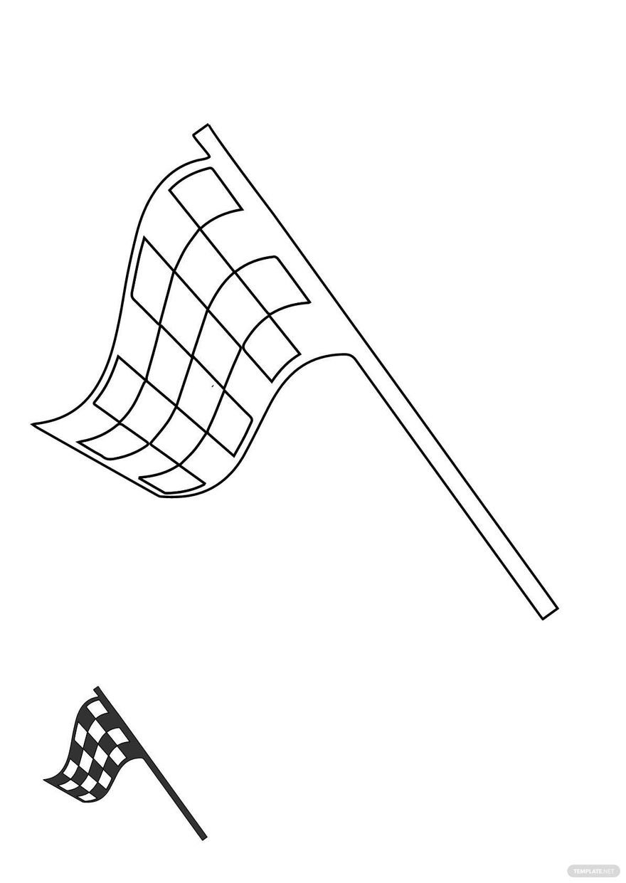 Free wavy checkered flag coloring page