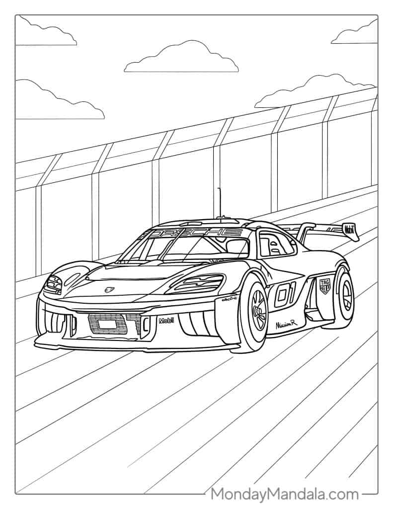 Race car coloring pages free pdf printables