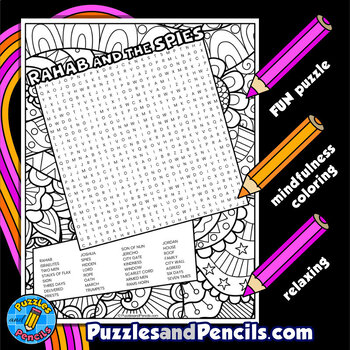 Rahab and the spies word search puzzle with coloring bible story wordsearch