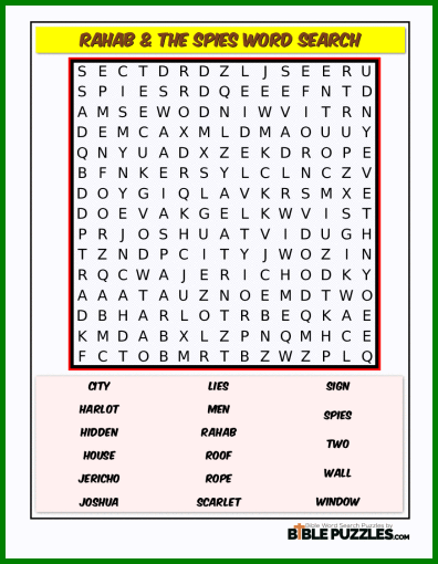 Rahab the spies bible word search puzzle