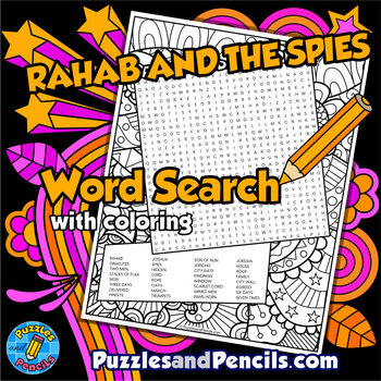 Rahab and the spies word search puzzle with coloring bible story wordsearch