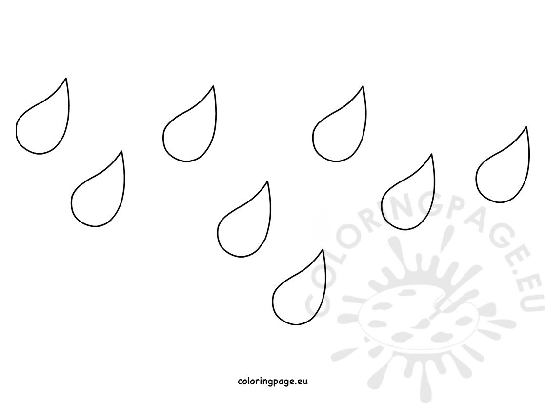 Small rain drops template printable coloring page