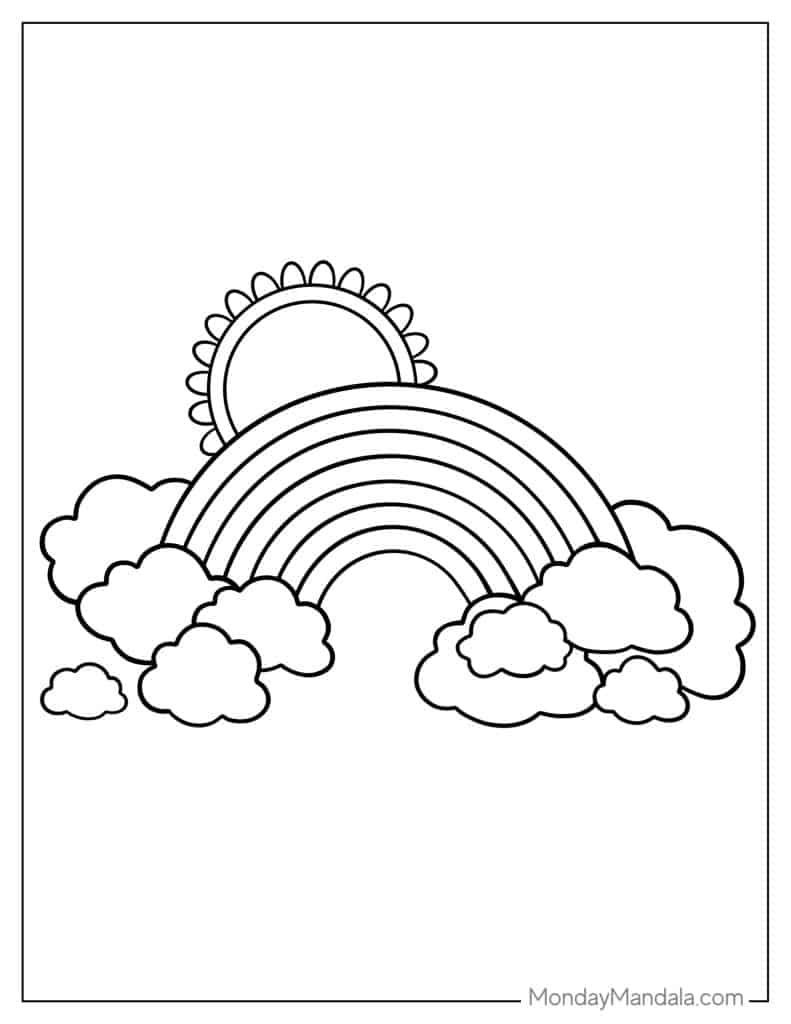 Rainbow coloring pages free pdf printables