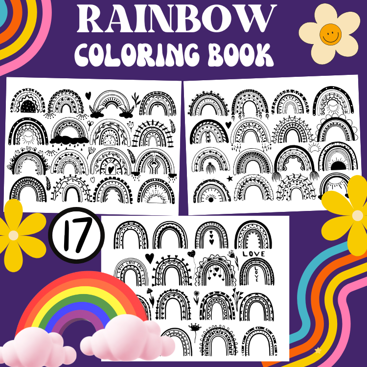 Rainbow coloring pages kids adults printable sheets rainbow coloring book printable coloring made by teachers