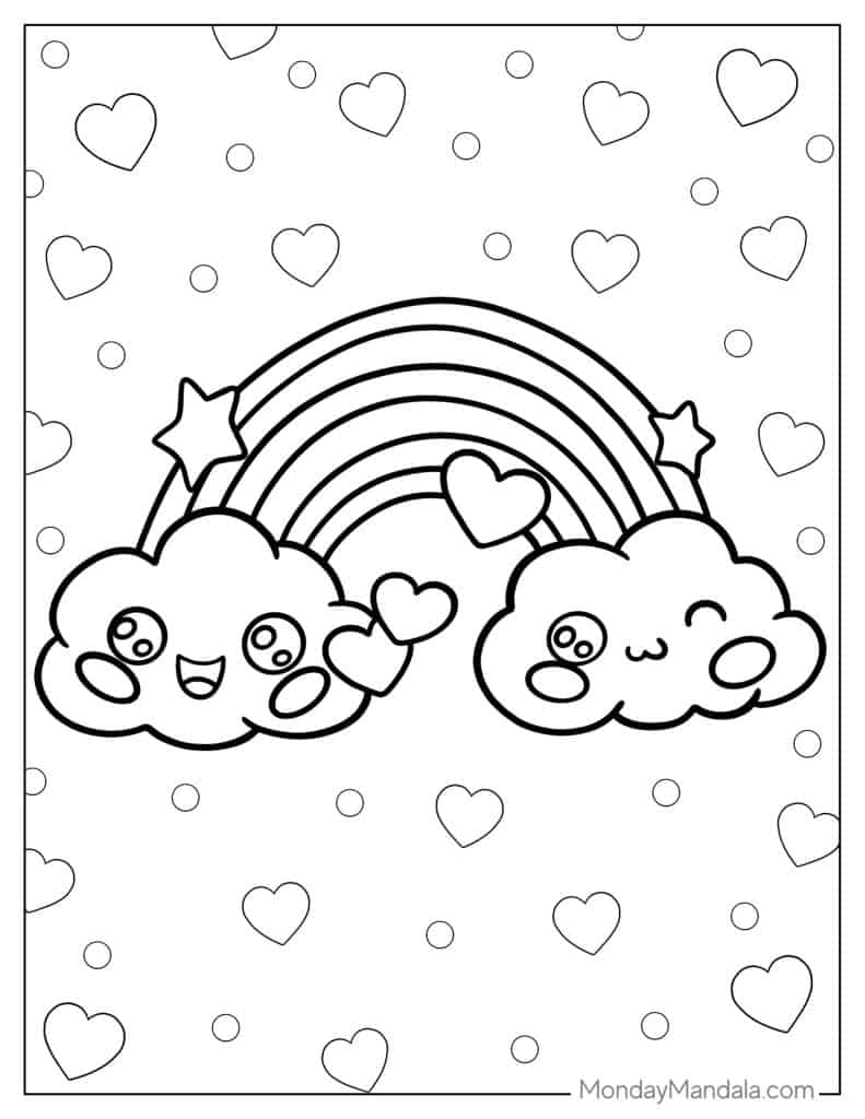 Rainbow coloring pages free pdf printables