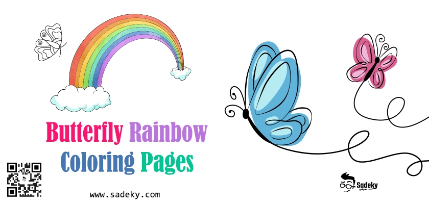 Free butterfly rainbow coloring pages printable