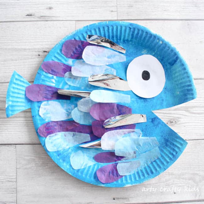 Paper plate rainbow fish craft