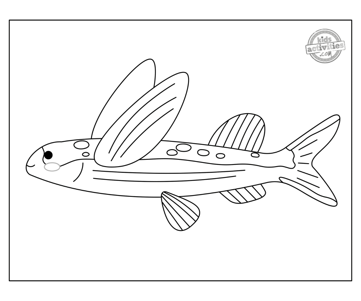 Free printable flying fish coloring page for kids kids activities blog