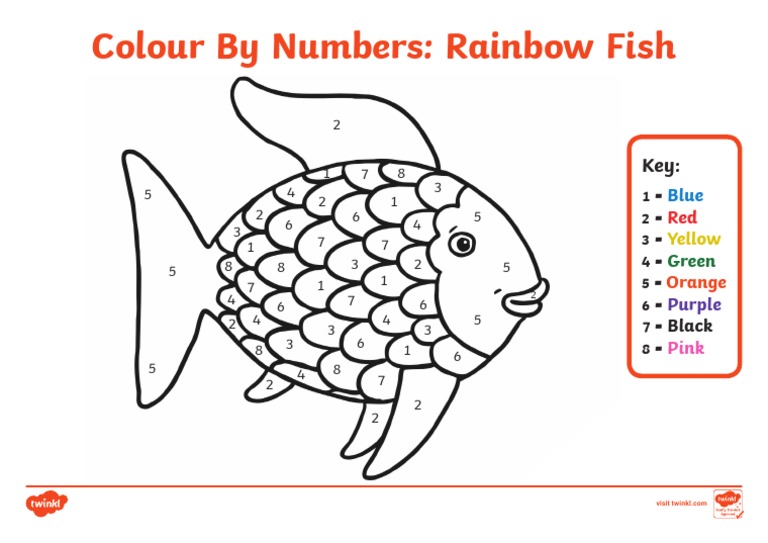 Colour by numbers rainbow fish pdf