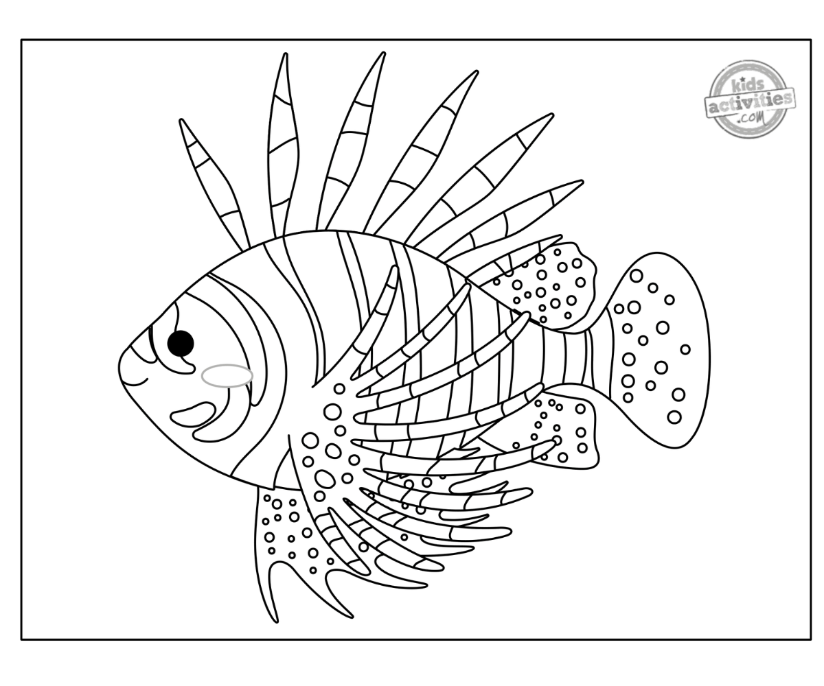 Free printable lionfish coloring page kids activities blog