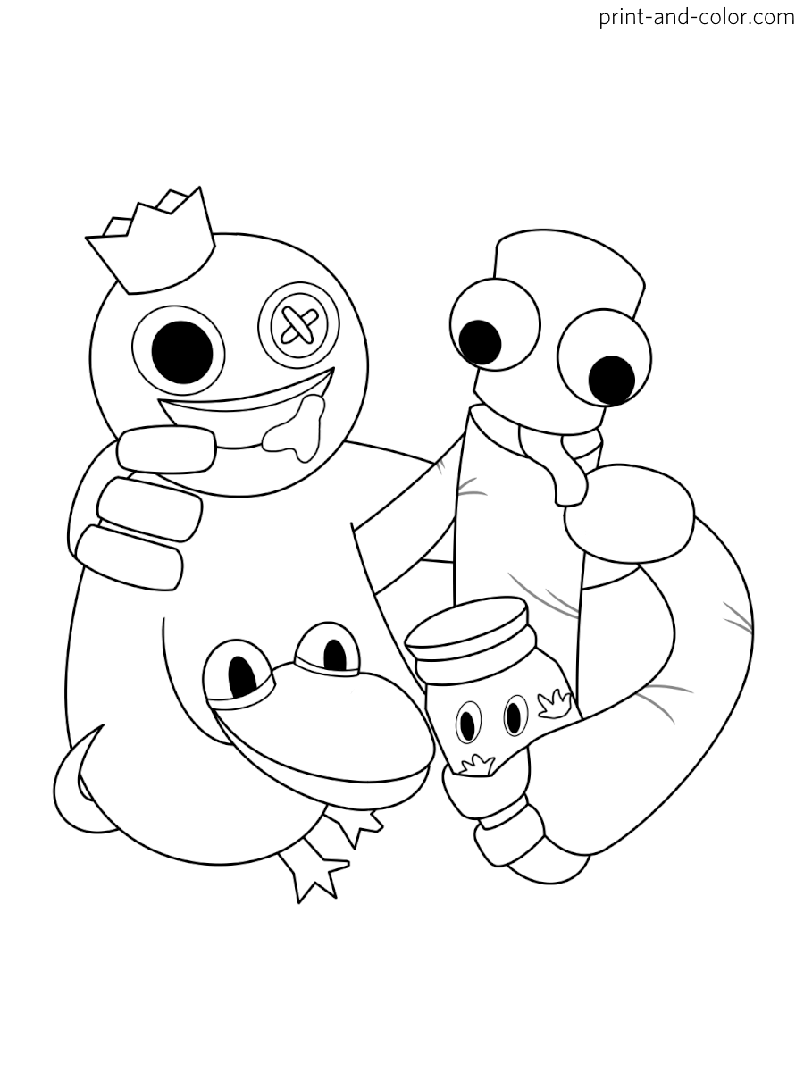 Rainbow friends coloring pages print and color