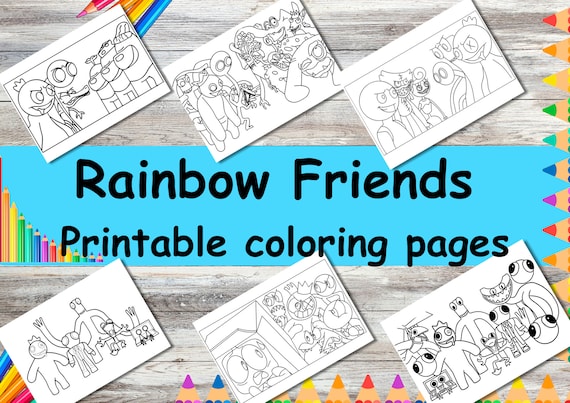 Rainbow friends coloring page instant download coloring pages kids coloring page cartoon coloring page kids activity download now