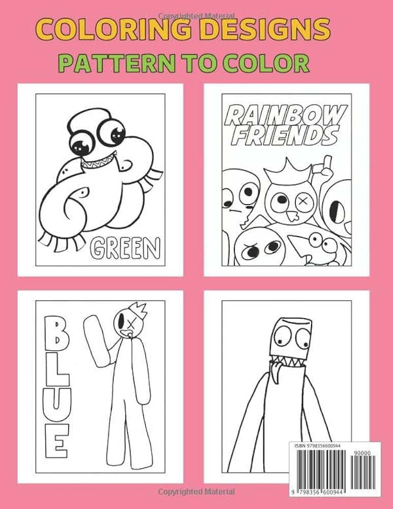 Rainbow friends coloring book relaxing and simple coloring pages of rainbow friend and adorable adorable doing enjoying rainbow friend for boys girls kids ages