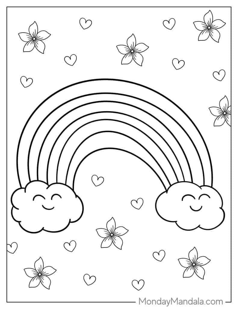 Rainbow coloring pages free pdf printables