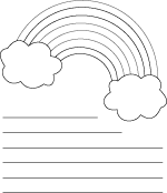 Rainbow shape coloring sheet with lines for writing