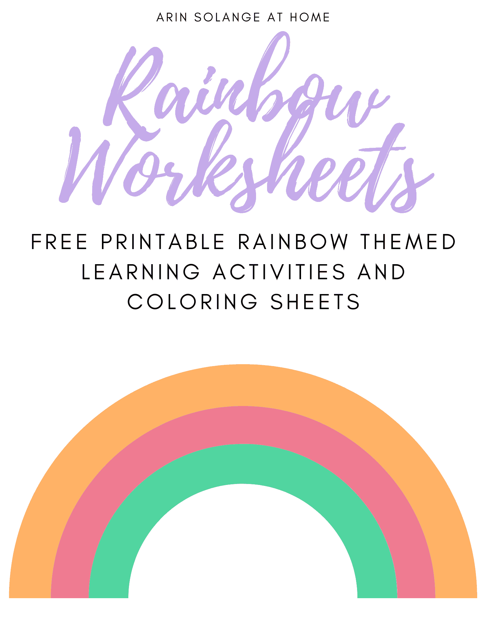 Free rainbow coloring page and activities for kids