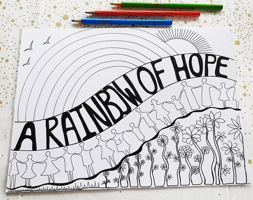 Coloring page w a powerful message a rainbow of hope printable