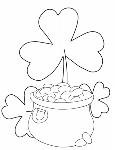 Shamrocks and pot of gold coloring page free printable coloring pages