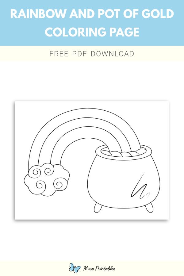 Free rainbow and pot of gold coloring page in coloring pages pot of gold rainbow