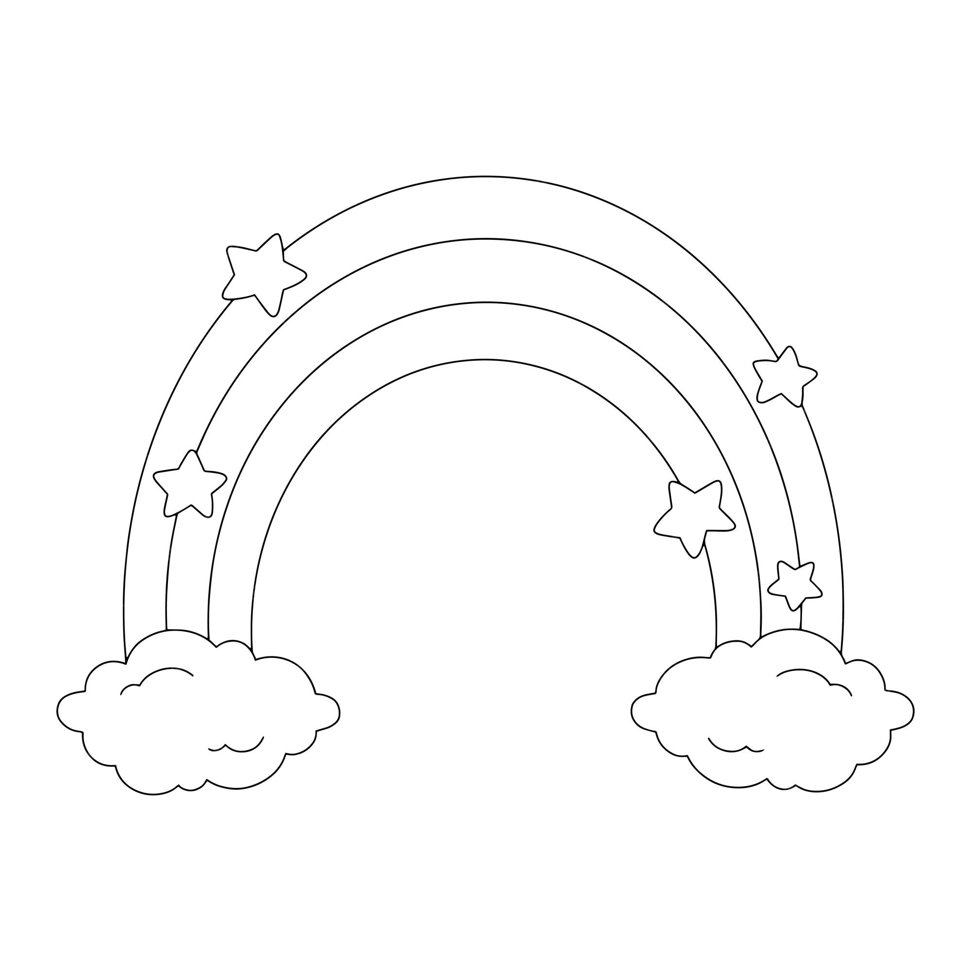 Premium vector rainbows and clouds coloring book page for kids