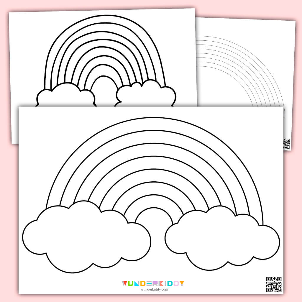 Free printable rainbow template for craft in kindergarten