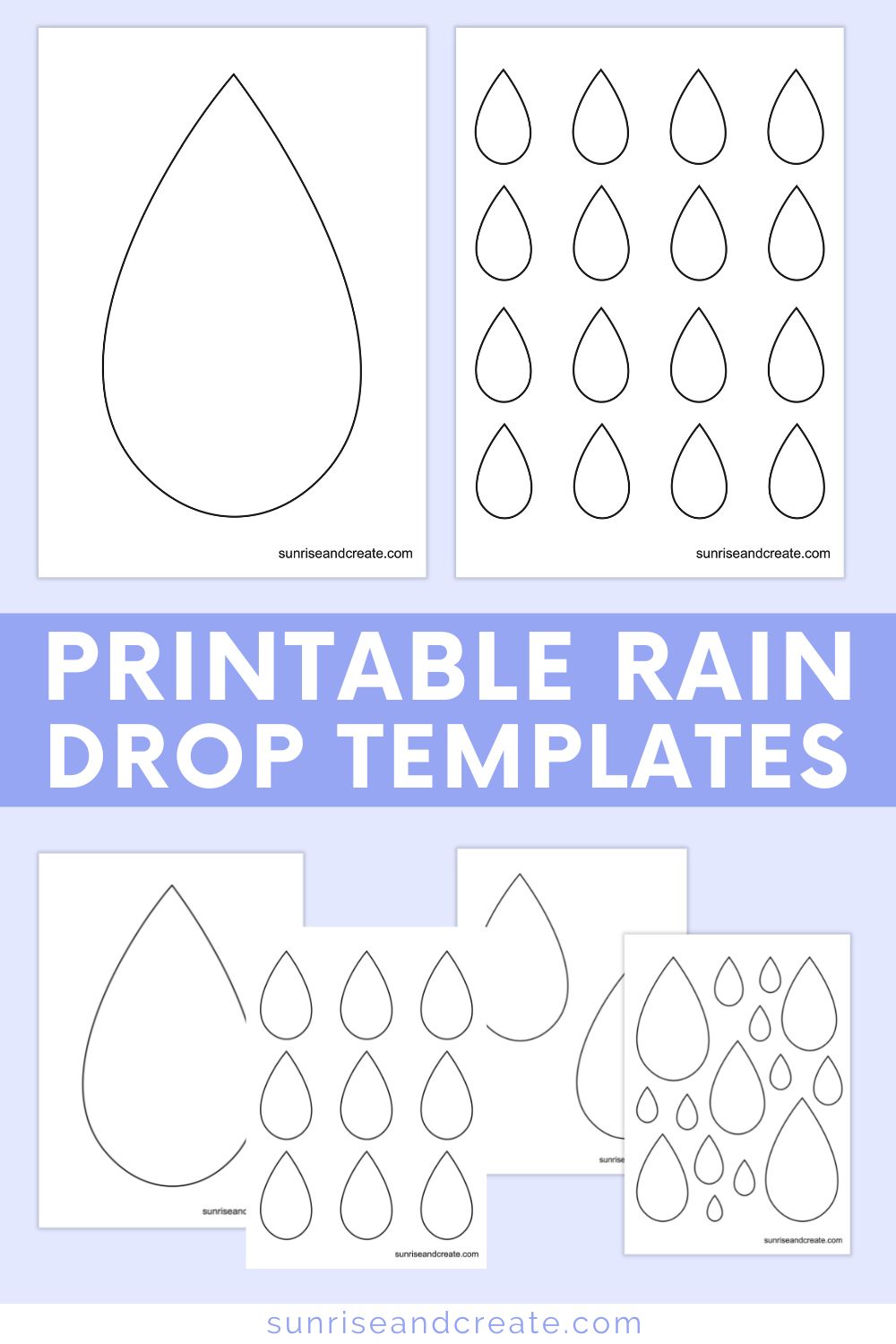 Free printable raindrop templates