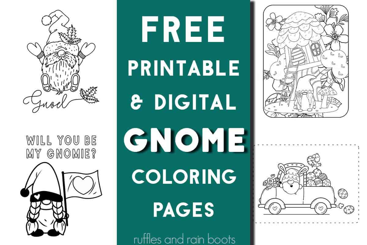 Gnome coloring pages both printable and digital