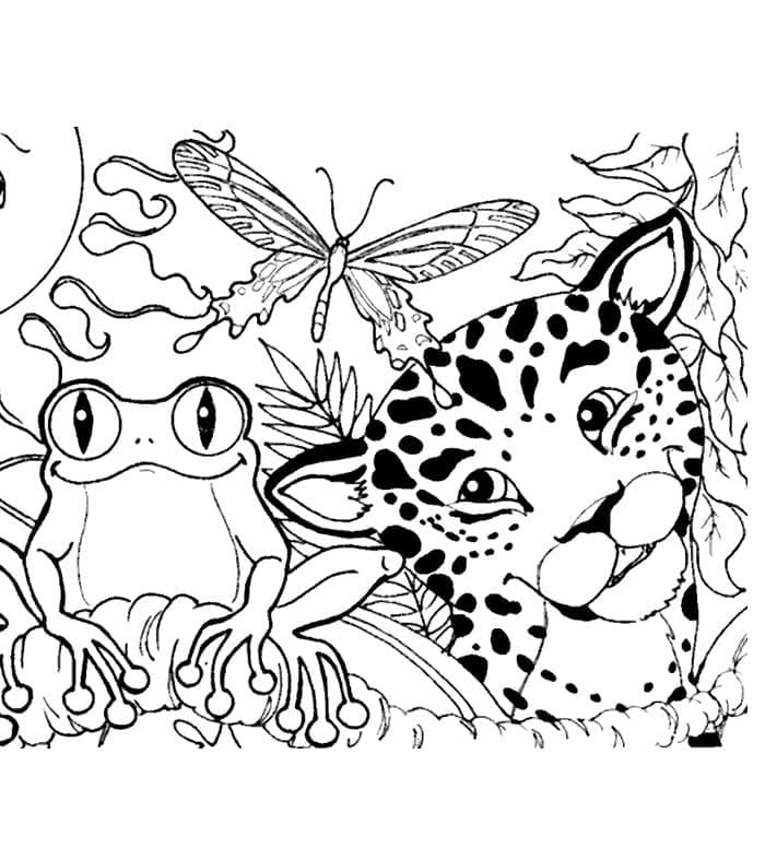 Jungle animals printable coloring page