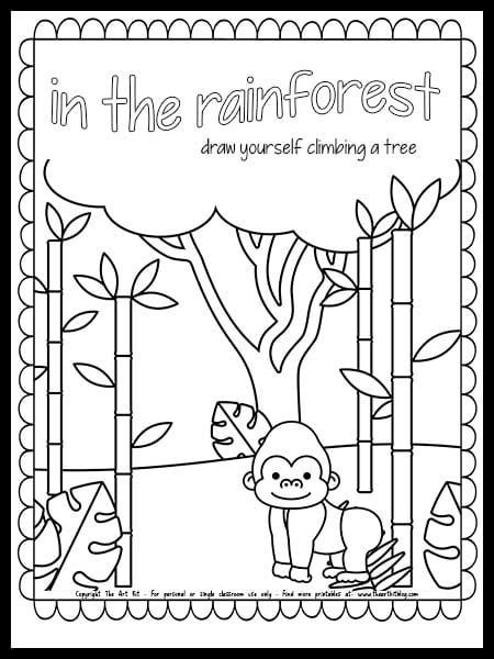In the rainforest coloring page â draw yourself climbing a tree â free printable â the art kit