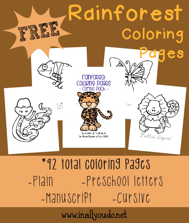 Rainforest coloring sheets â in all you do