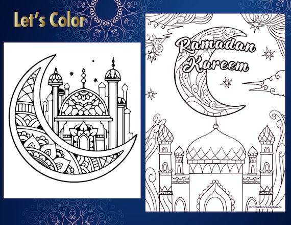 Muslim ramadan coloring pages for kids diy instant download