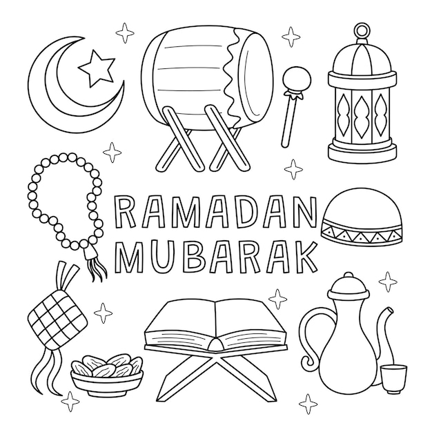 Premium vector ramadan mubarak coloring page for kids