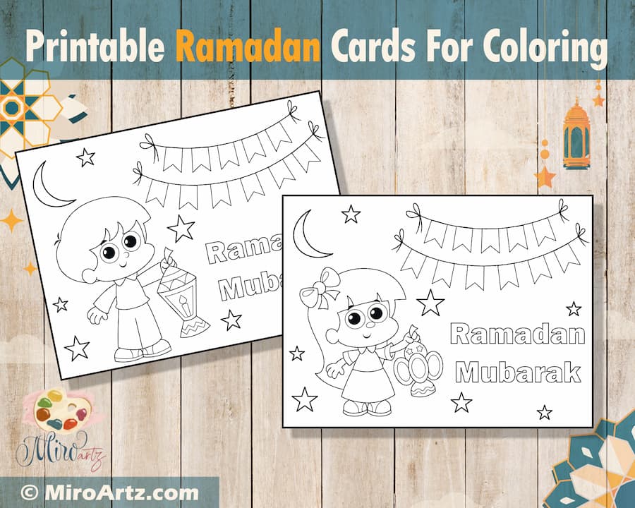 Printable ramadan postal card for coloring