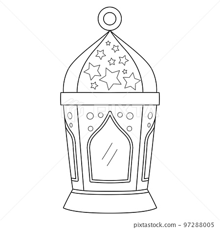 Ramadan lantern isolated coloring page for kids