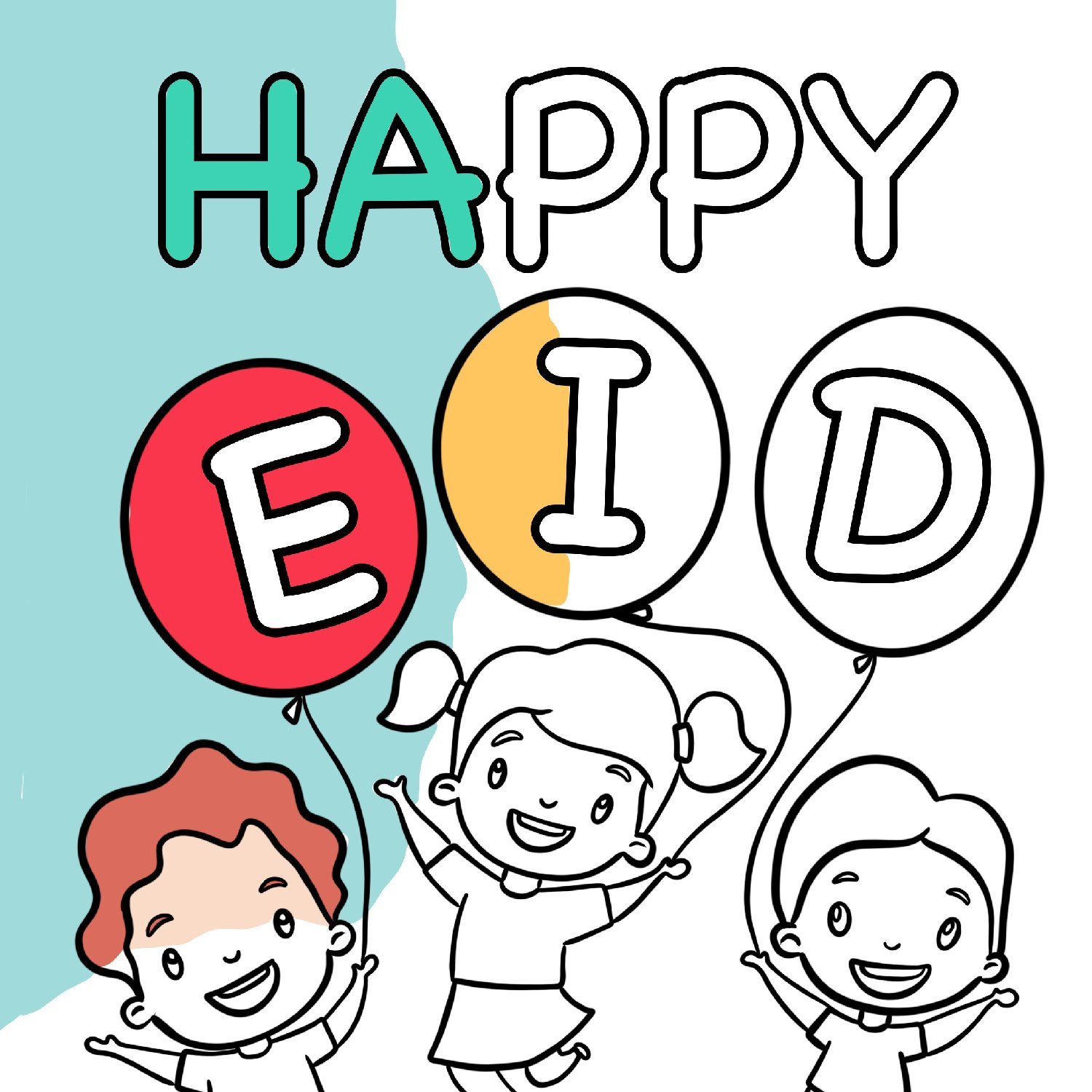 Happy eid mubarak coloring page