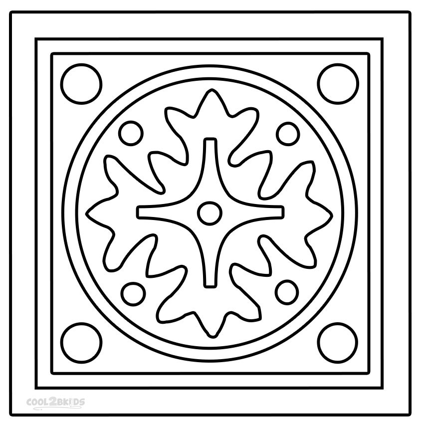 Printable rangoli coloring pages for kids