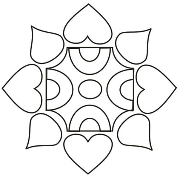 Simple rangoli coloring page