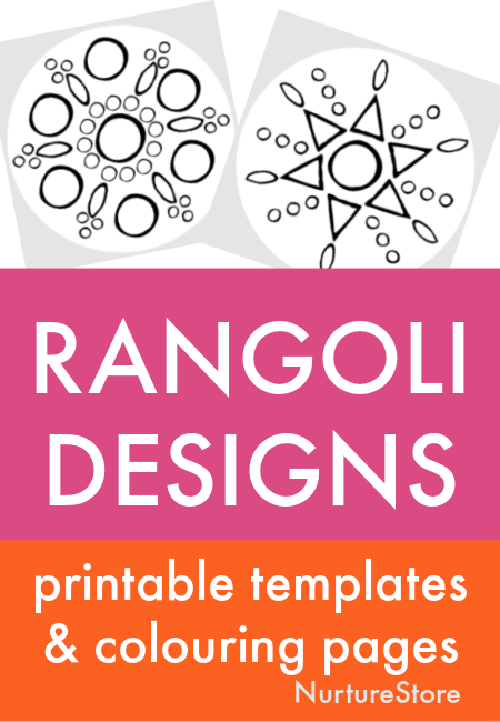 Printable rangoli design templates for children to lour in