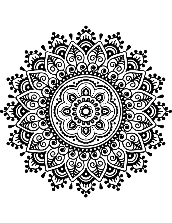 Printable rangoli mandala design coloring pages for kids and adult digital download pdf