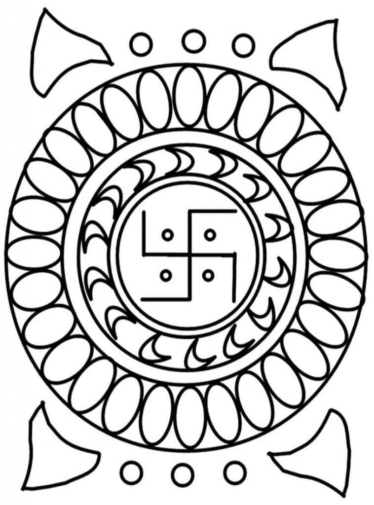 Rangoli free printable coloring page