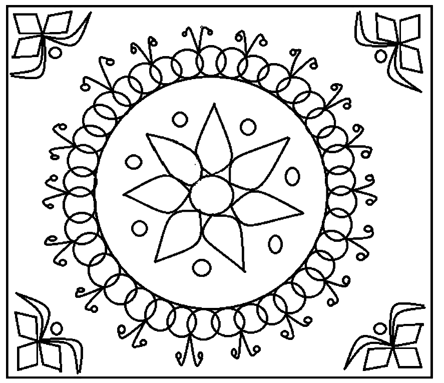 Rangoli coloring pages printable for free download