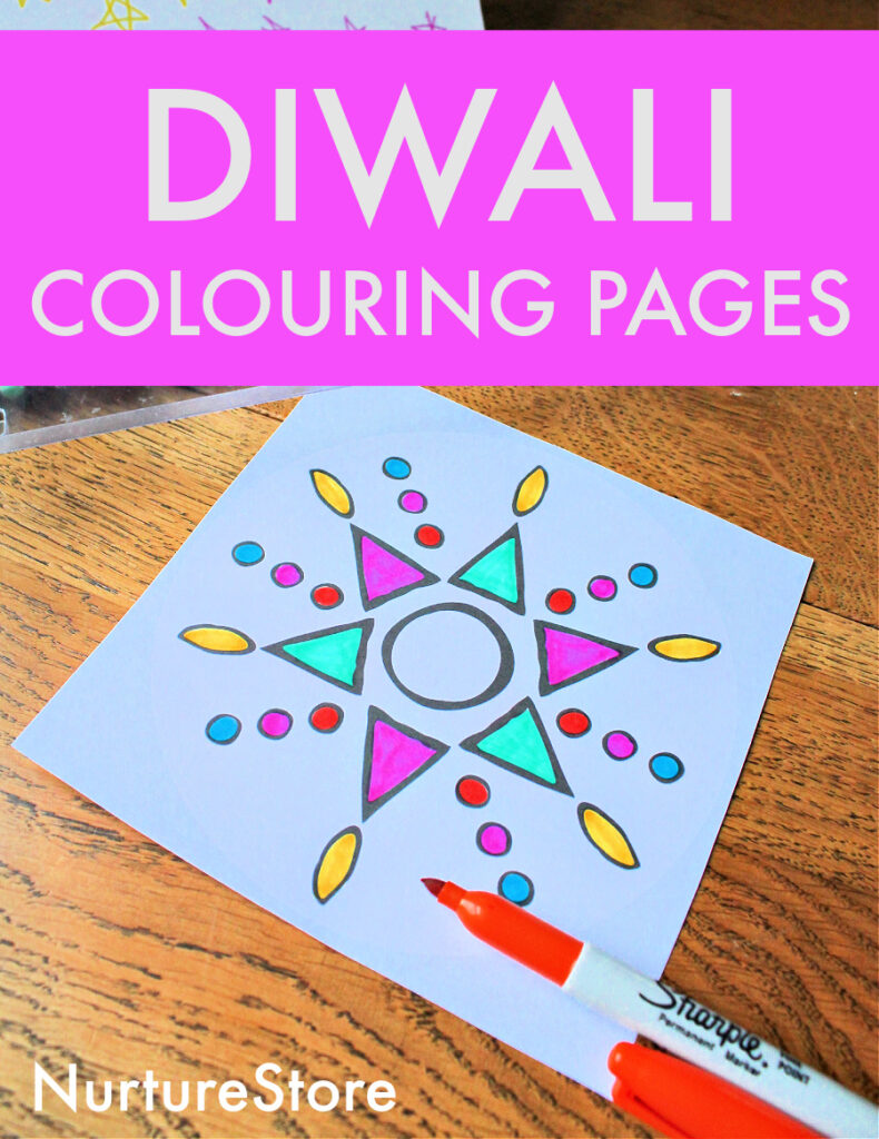 Printable rangoli design templates for children to lour in