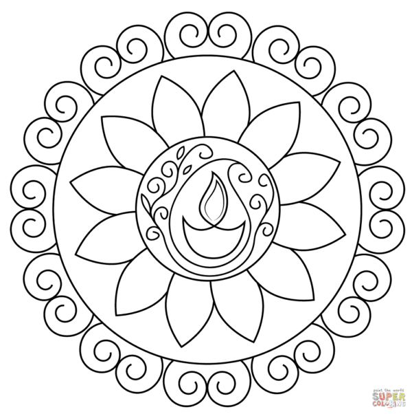 Rangoli coloring pages printable for free download