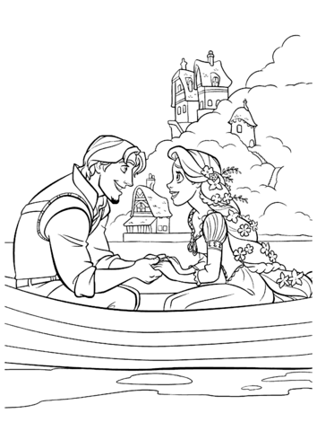 Flynn rider and rapunzel coloring page free printable coloring pages