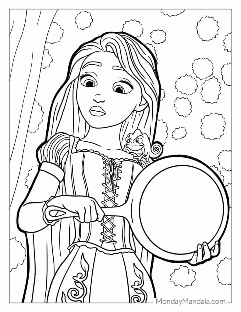 Tangled coloring pages free pdf printables