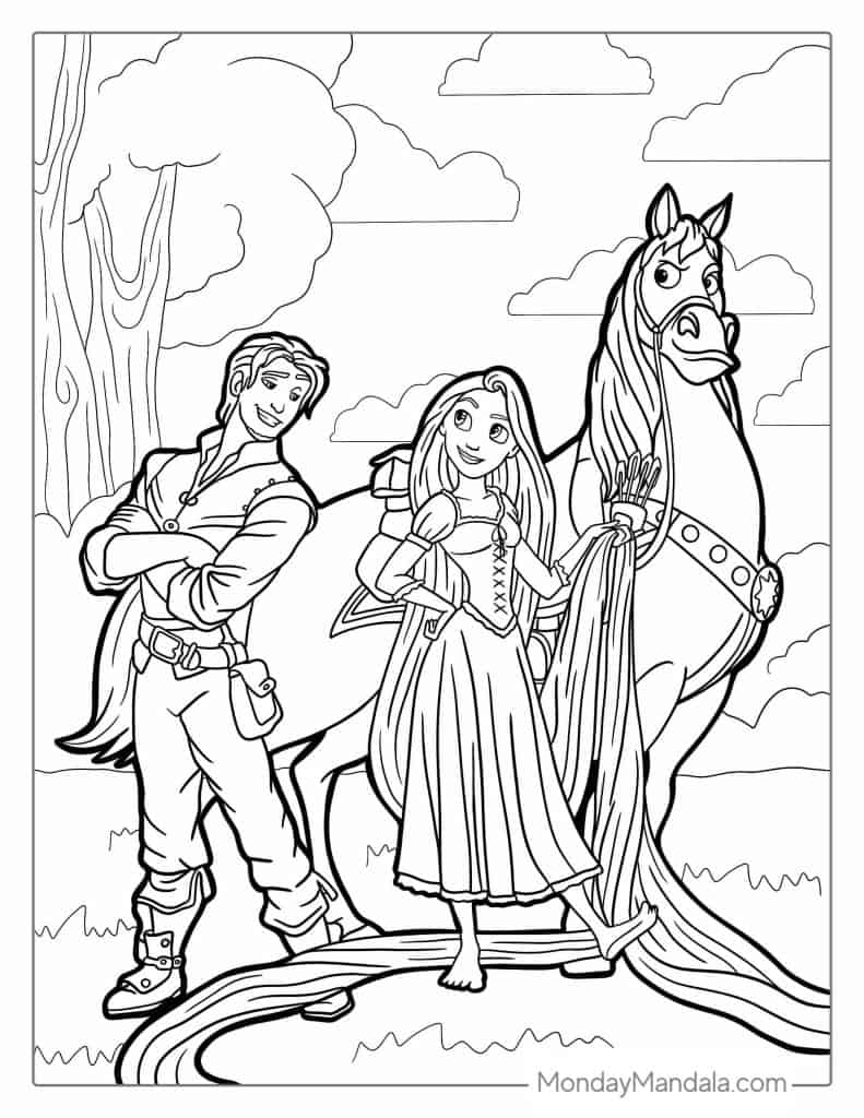 Tangled coloring pages free pdf printables