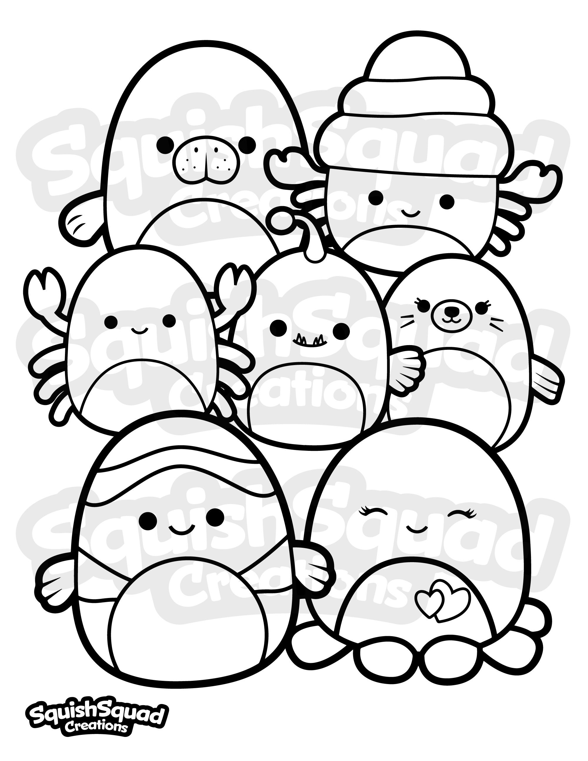 Squishmallow sea squad coloring page printable squishmallow coloring page squishmallow downloadable coloring sheet coloring page for kids