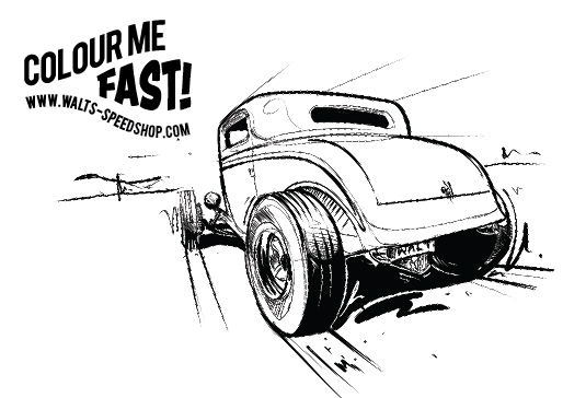 Free hot rod colouring sheets â walts speedshop